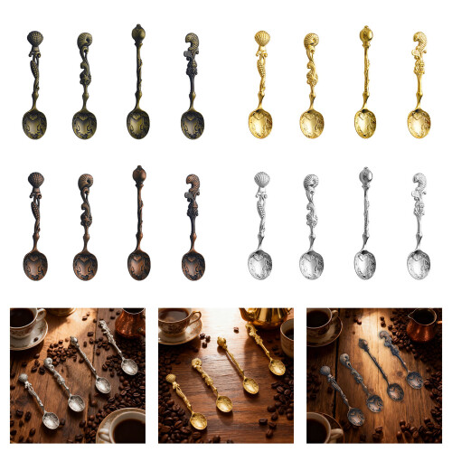 4Pcs Ocean Theme Stirring Spoon Small Mixing Teaspoon-bronze 2