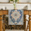 Boho tafelloper oranje/blauw 13x72 inch 3