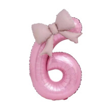 Pink Bowknot Number Balloon 40Inch-Pearlescent powder 6