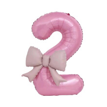 Bowknot Number Shape Balloon For Birthday-Pearlescent powder 2