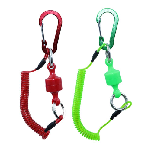 Retractable Cord Carabiner Features Powerful Magnets for-Red 1