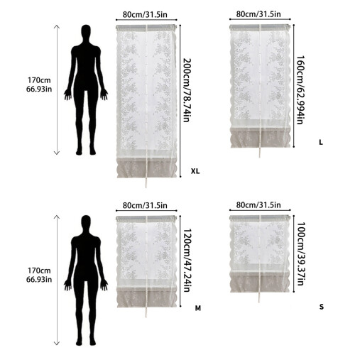 Rideau de fenêtre élégant en dentelle de fleurs, drapé-80 160cm 2