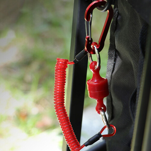 Retractable Cord Carabiner Features Powerful Magnets for-Red 2