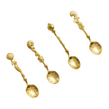 4Pcs Ocean Theme Coffee Spoon Creative Handle Stirring-gold
