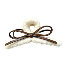 Multi Color Bowknot Hair Claw Clip For Autumn-Milky white