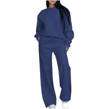 Women's sportswear set: crew neck long-sleeved-dark blue XXL