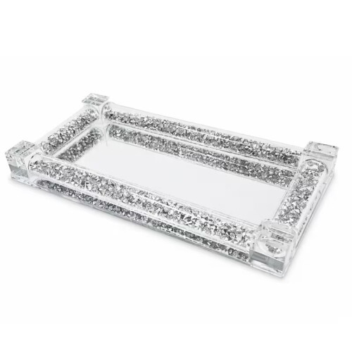 Crushed Diamond Mirror Tray 20x10cm Decor
