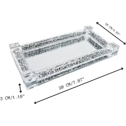 Crushed Diamond Mirror Tray 20x10cm Decor 2