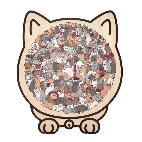 135-bitars kattformat träpussel