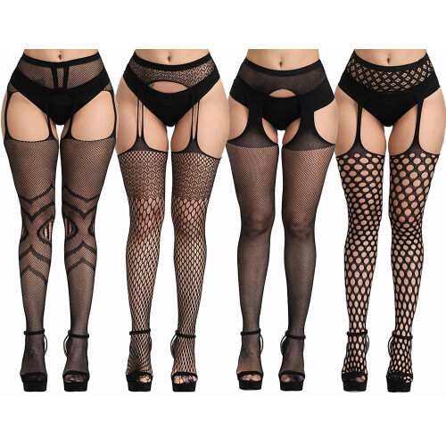 Nätstrumpor i plusstorlek, 4-pack