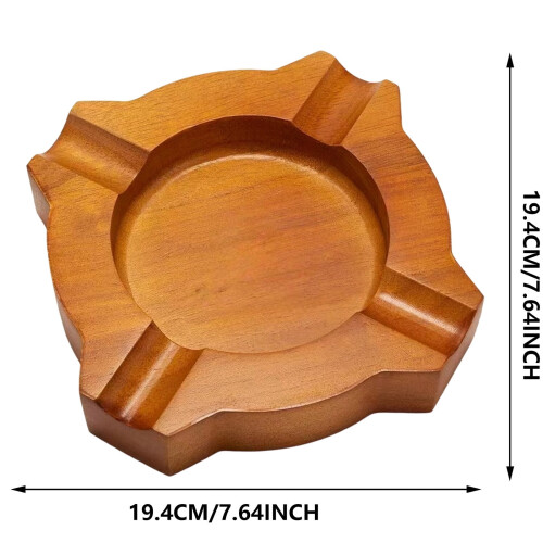 Walnut Wood Ashtray with 4 Cigar Holders 1