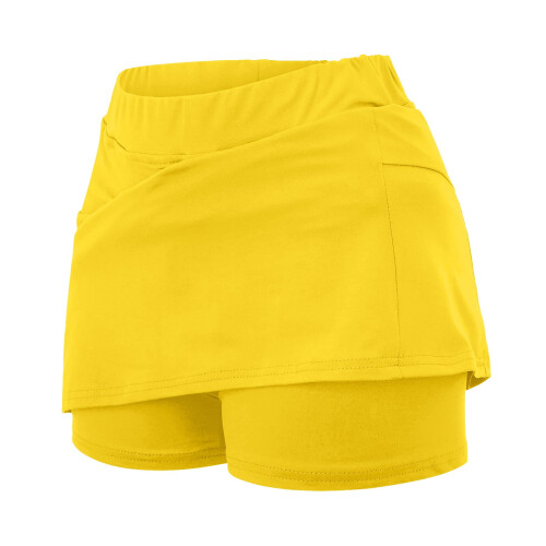 Women's Yellow Solid Mid-Waist Skort with Pockets 1