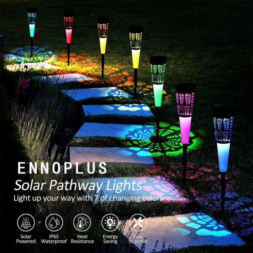 Luminárias solares externas com LED que muda de cor, IP67 1