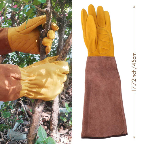 Gartenhandschuhe aus Rindsleder mit Ellbogenbündchen 2