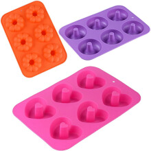 Juego de moldes de silicona para donas – Corazón, Calabaza, Redonda – 3 piezas
