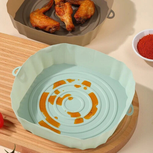 Silicone Air Fryer Baking Tray Gray 2PCS 2