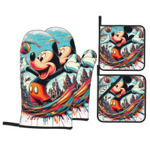 Conjunto de 4 peças de luvas de forno e pegadores de panela do Mickey Mouse