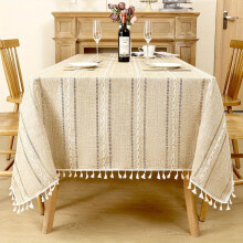 AUMIY Rechteckige Tischdecke aus Polyester-Jute