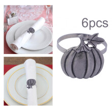 Pumpkin Napkin Rings Vintage Alloy 6 pcs