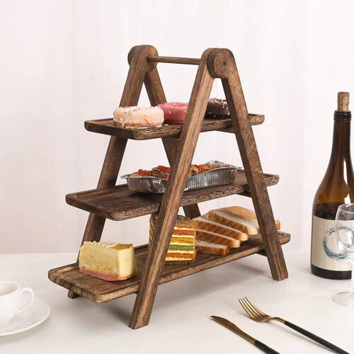 Portable Wooden Wine Table with Foldable Snack Tray 2
