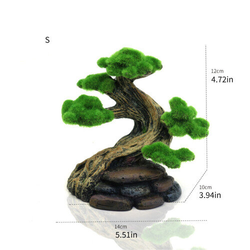 Miniature Moss Tree Fishtanks Landscape Accessory Resin Water-S 2