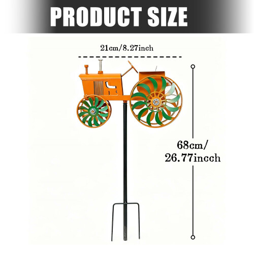 Elegant Rotating Metal Tractor Windmill Stake Decorative Accent 2