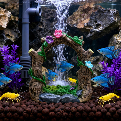 Aquariums naturels résines arbre cachettes décoration vue 1