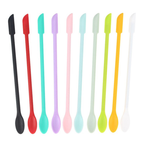10Pcs Soft Silicone Double Tip Scoops Spatulas For Cosmetic And