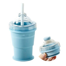 Practical Silicone Drinking Bottle Practical Folding Water-Blue