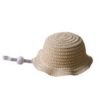 Elegante strohoed voor huisdieren, brede randen,- Romig wit