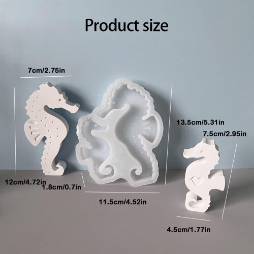 Moules à bougies en Silicone hippocampe, de qualité alimentaire, 2