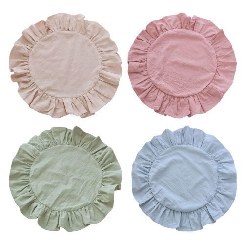 Polycotton Round Placemat For Dining Table-apricot 2 pieces 2