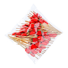 100 Count Natural Wooden Fruit Sticks 12Cm Fine-red strawberry