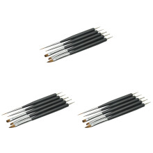 15Pièces Kit Nail Art Double Embout Noir Brosse Nylon