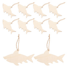 50Pcs Wooden Shark Craft Blanks Beige DIY Paintable Hanging Ornaments