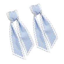 Set of 2 Scalloped Ribbon Wreath Garland Sash For Curtain-Blue