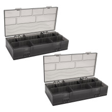 2Pcs Black Plastic Hair Accessory Storage Box with Dual-Sided Dividers