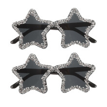 2Pcs Rhinestone Star Shaped Sunglasses Plastic Rimless Fashion Eyewear