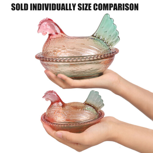 Glass Hen Candy Dish,Decorative Covered Candy- Glazed Color 1