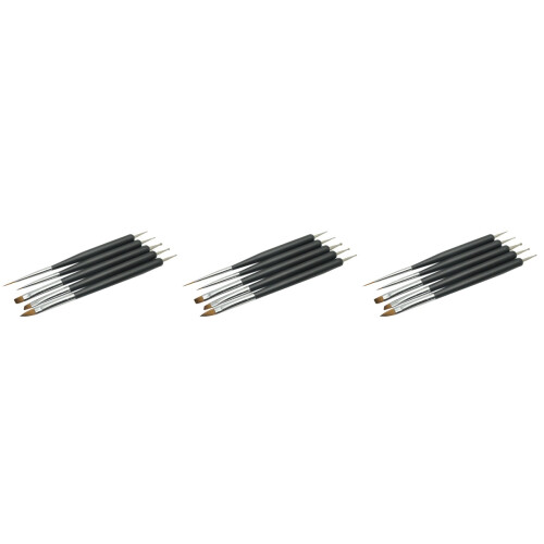 15Pièces Kit Nail Art Double Embout Noir Brosse Nylon 2