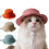 Pet Straw Hat With Wide Brims Drawstring Design For-Blue 3