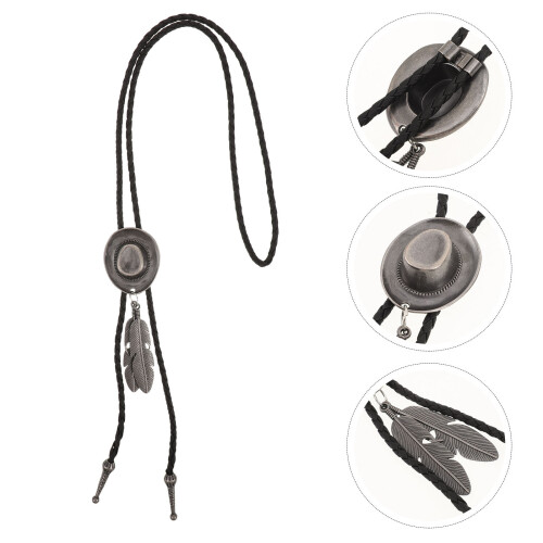 Silver Western Hat Band with Adjustable PU Chin Cord 2