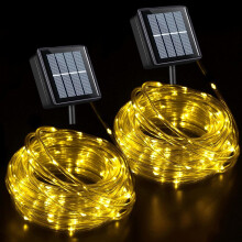 2-pack 12,5 m solcellslampor, 100 LED, varmvita