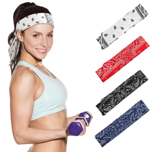 Sport Head Tie Unisex Sweatband 4 Pcs 1