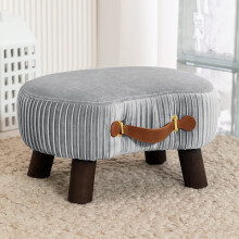 Taburete LUE BONA de terciopelo gris con patas de madera