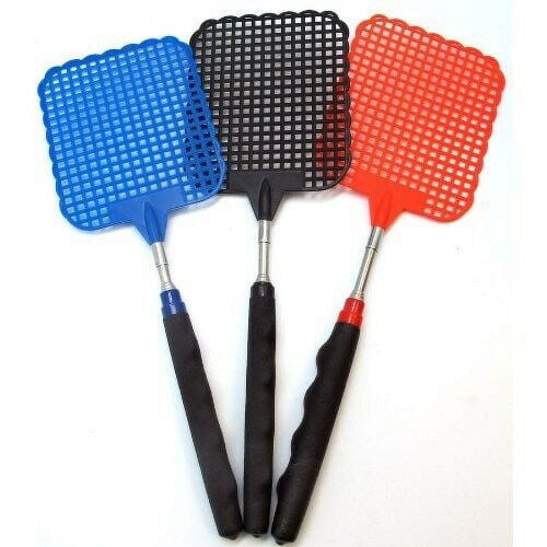 Heavy Duty Extendable Fly Swatter, 10.25–28.5 in, Black