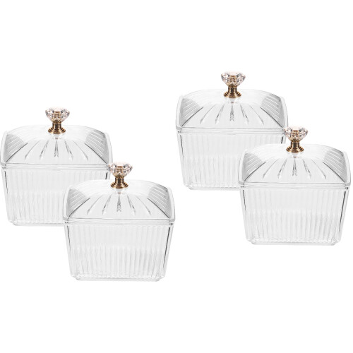 Glassockerburk med lock – 9x9x7,5 cm