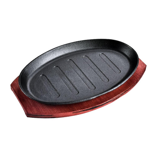 LOVIVER griddle steak fry plate oval nonstick with bamboo