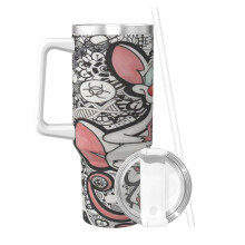 Thermoskanne mit drei Dackelmotiven, 1,2 Liter, Edelstahl