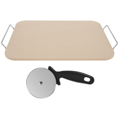 Pizzastein-Set mit Schneider und Rost